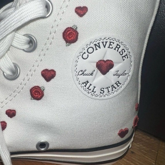 Women CONVERSE Valentines Day Chuck Taylor All Star Hi White Sneakers (A13650C) - Picture 3 of 6
